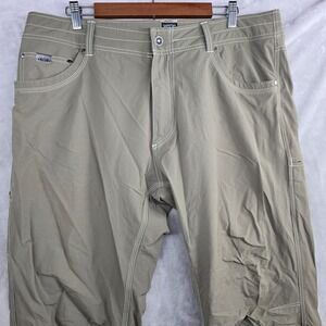 KUHL Mens 38x36 Khaki Straight Leg Outdoor Hiking Pants Nylon Spandex